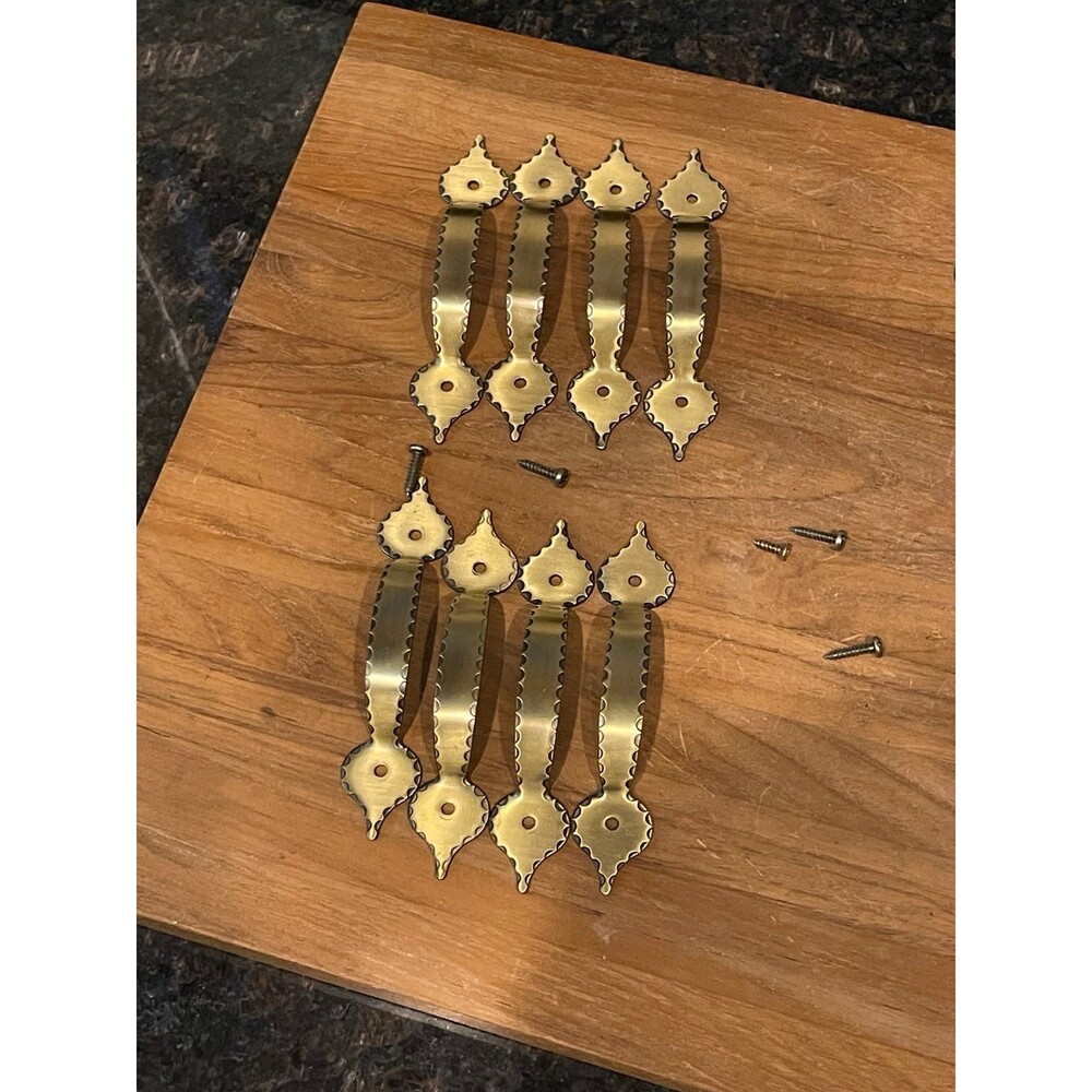 8 Vintage Amerock Spade Tip 3/4" Brass Handles